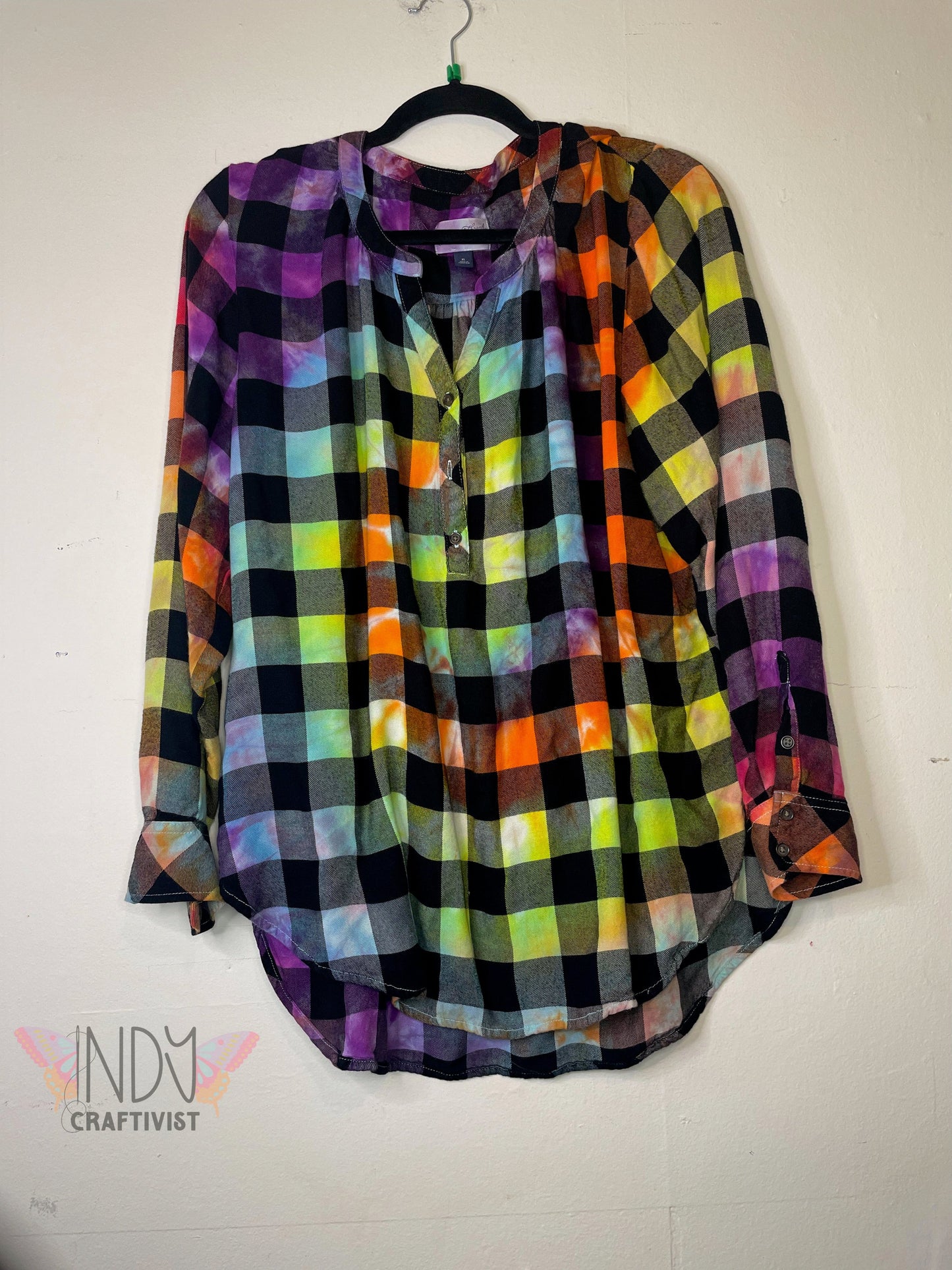 Buttery Soft Extra Large Long Sleeve Upcycled Tie Dye Blouse