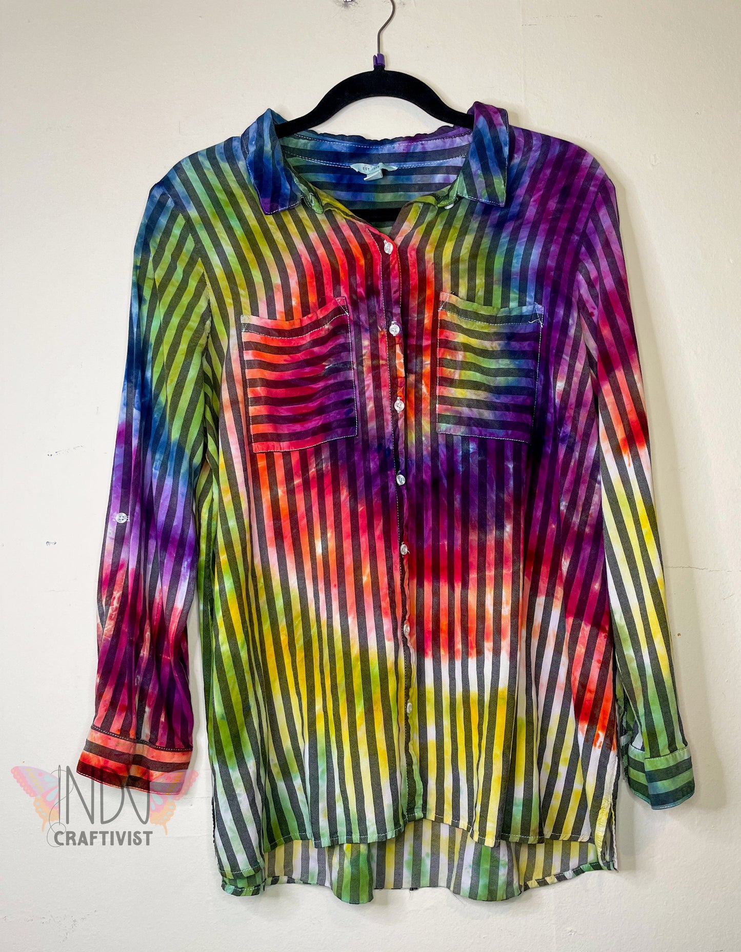 3X Large Long Sleeve Upcycled Tie Dyed Button Down