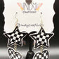 Checkered Star and Heart Dangle Earrings
