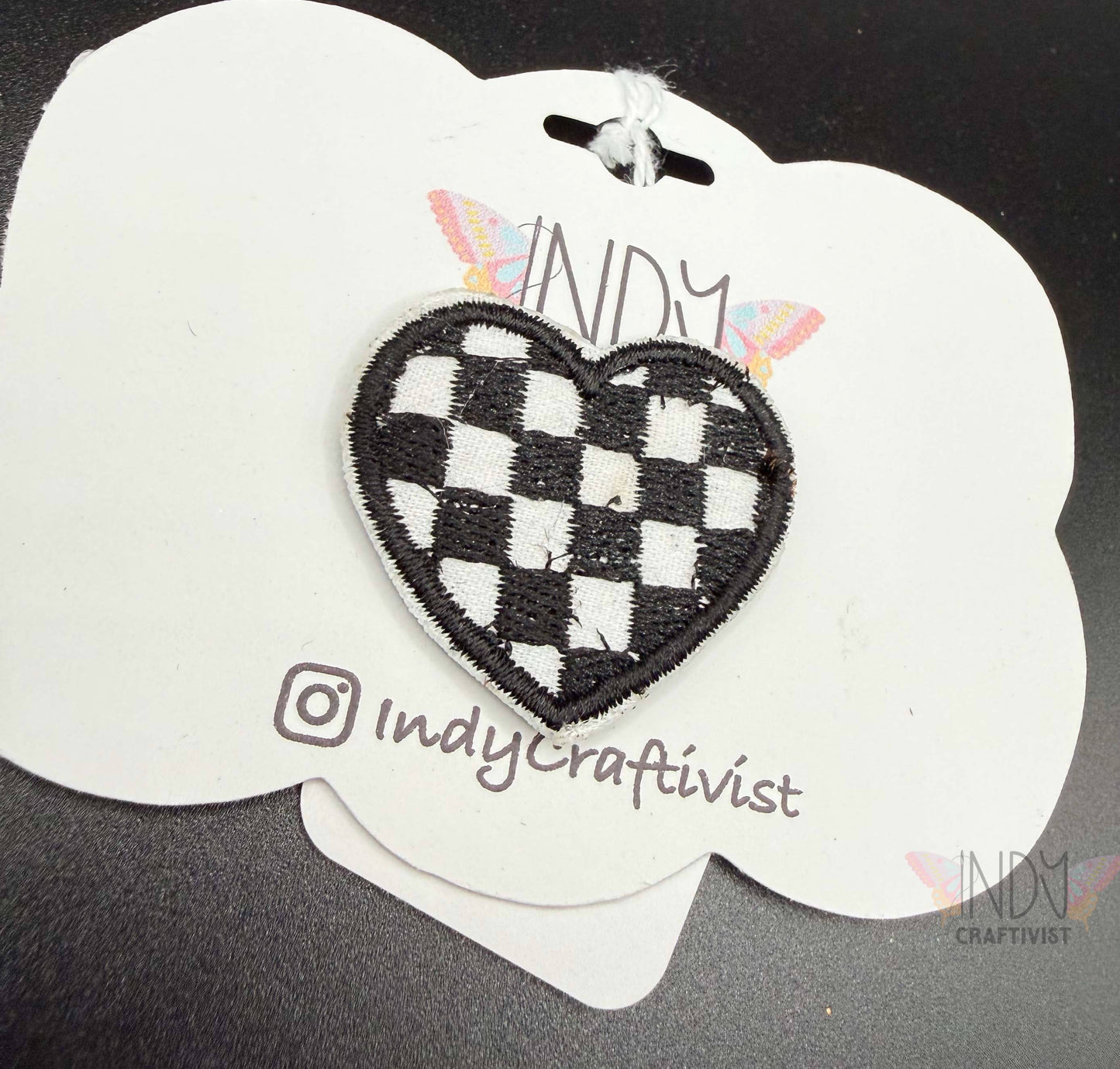 Checkered Heart Embroidered Hair Jewelry