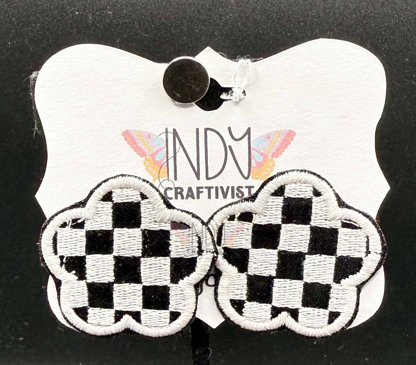 Checkered Flower Earrings