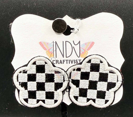 Checkered Flower Earrings