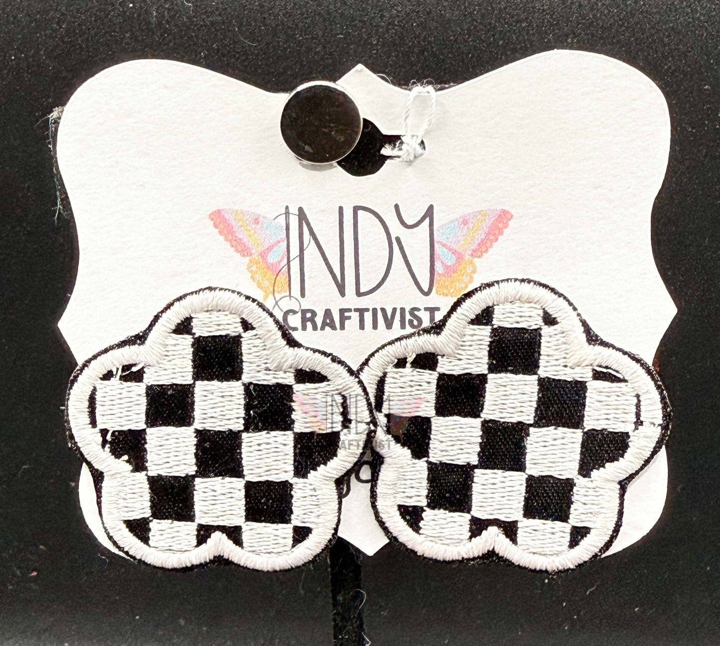 Checkered Flower Earrings