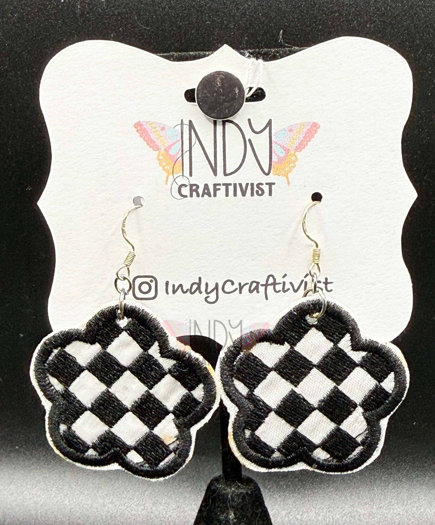 Checkered Flower Earrings
