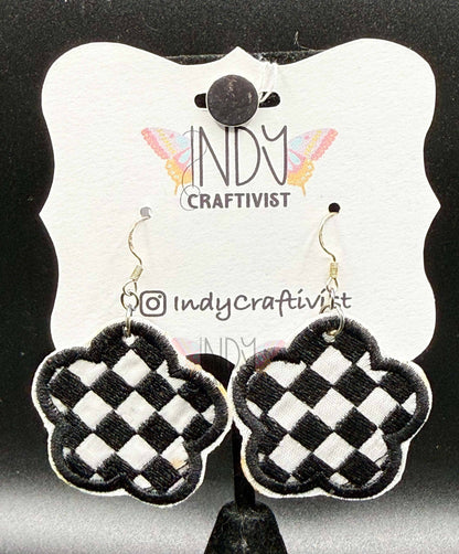Checkered Flower Earrings