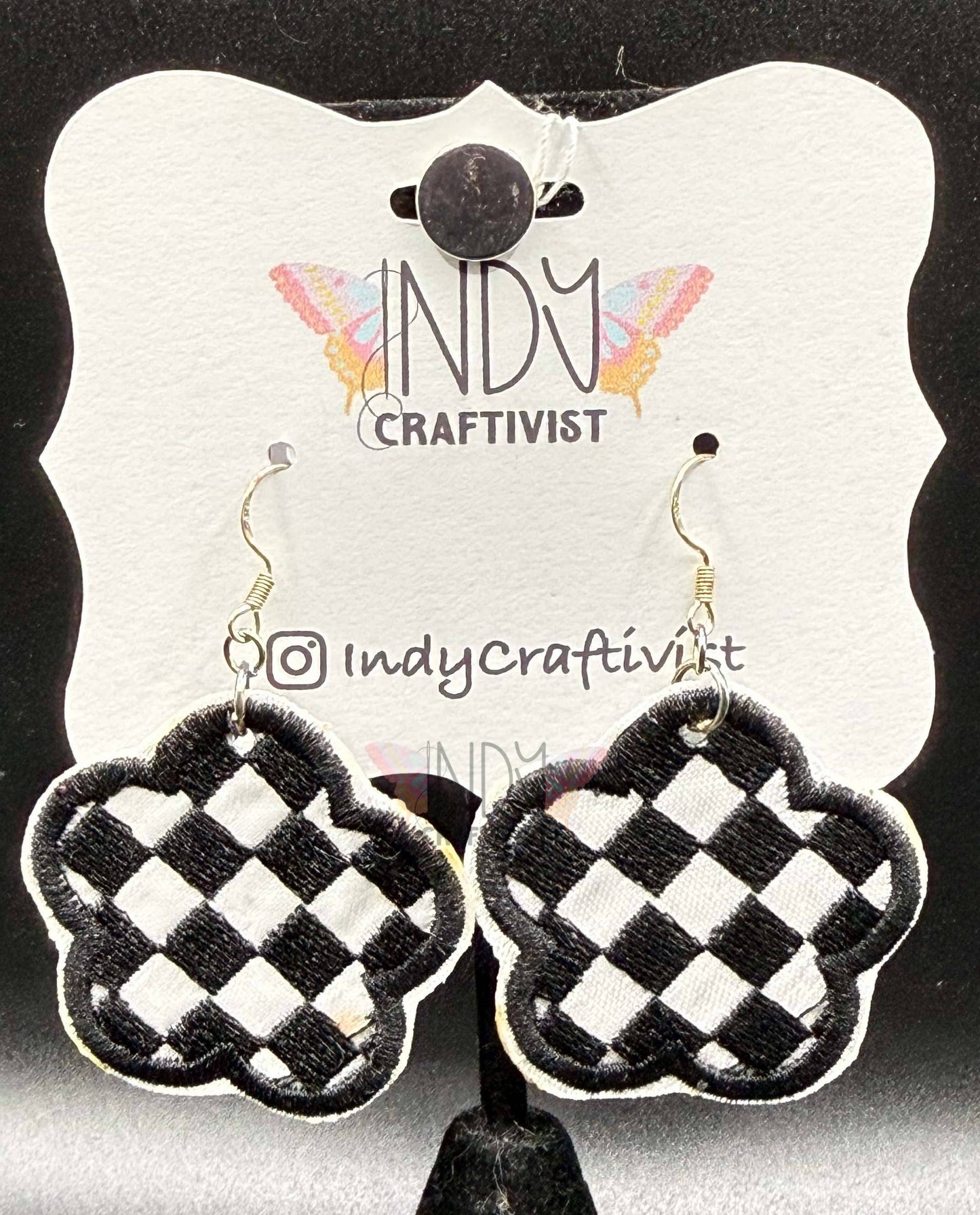 Checkered Flower Earrings