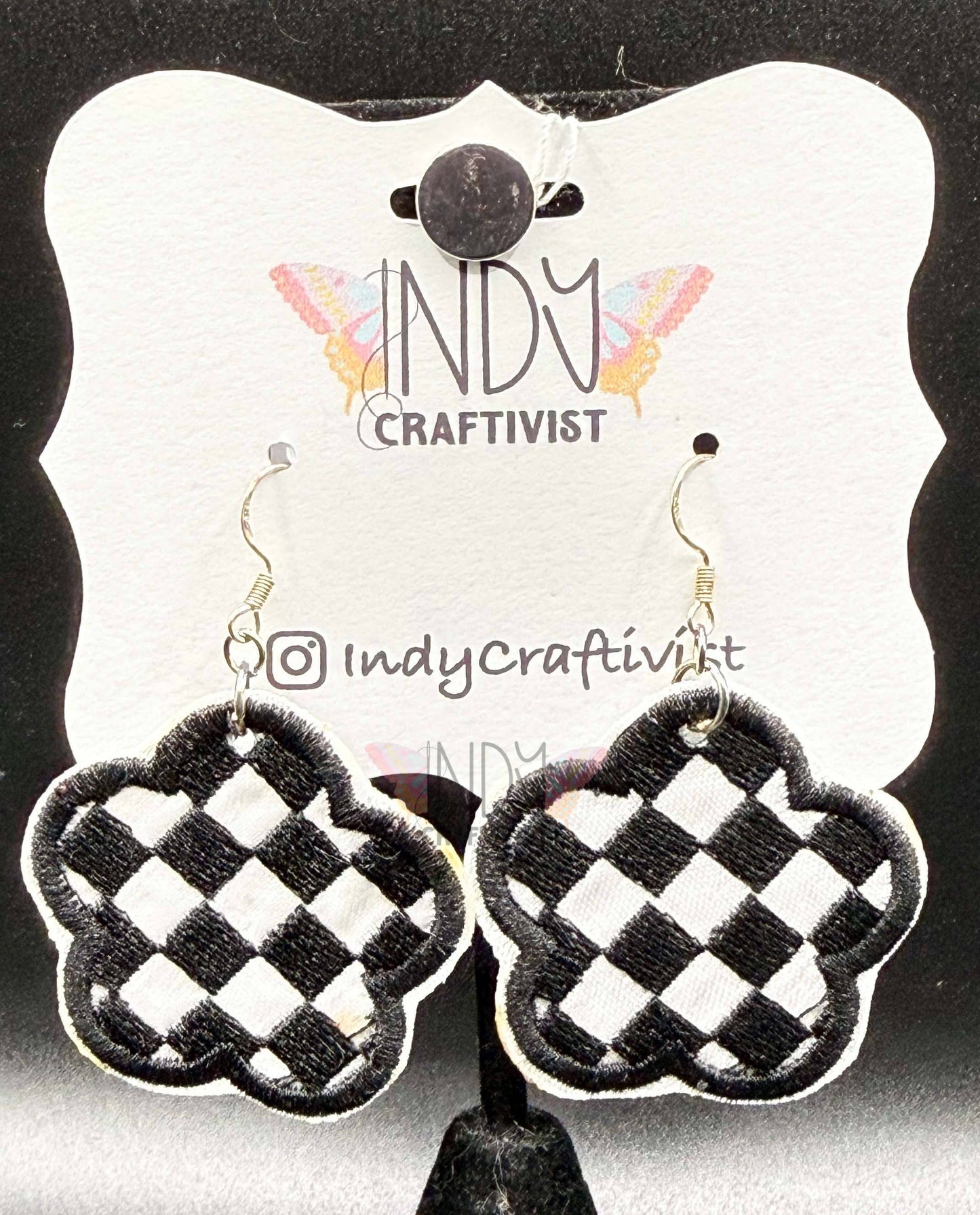 Checkered Flower Earrings
