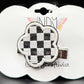 Checkered Flower Embroidered Hair Jewelry