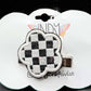 Checkered Flower Embroidered Hair Jewelry