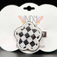Checkered Flower Embroidered Hair Jewelry