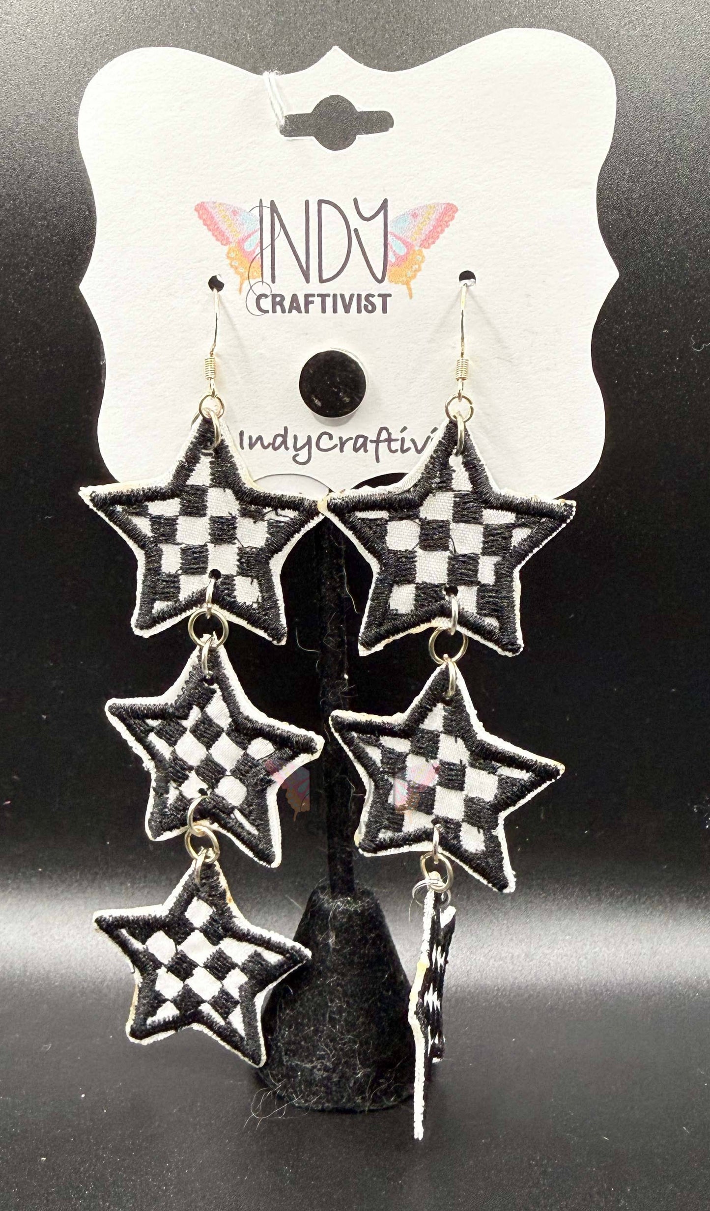Checkered Stacked Stars Earrings