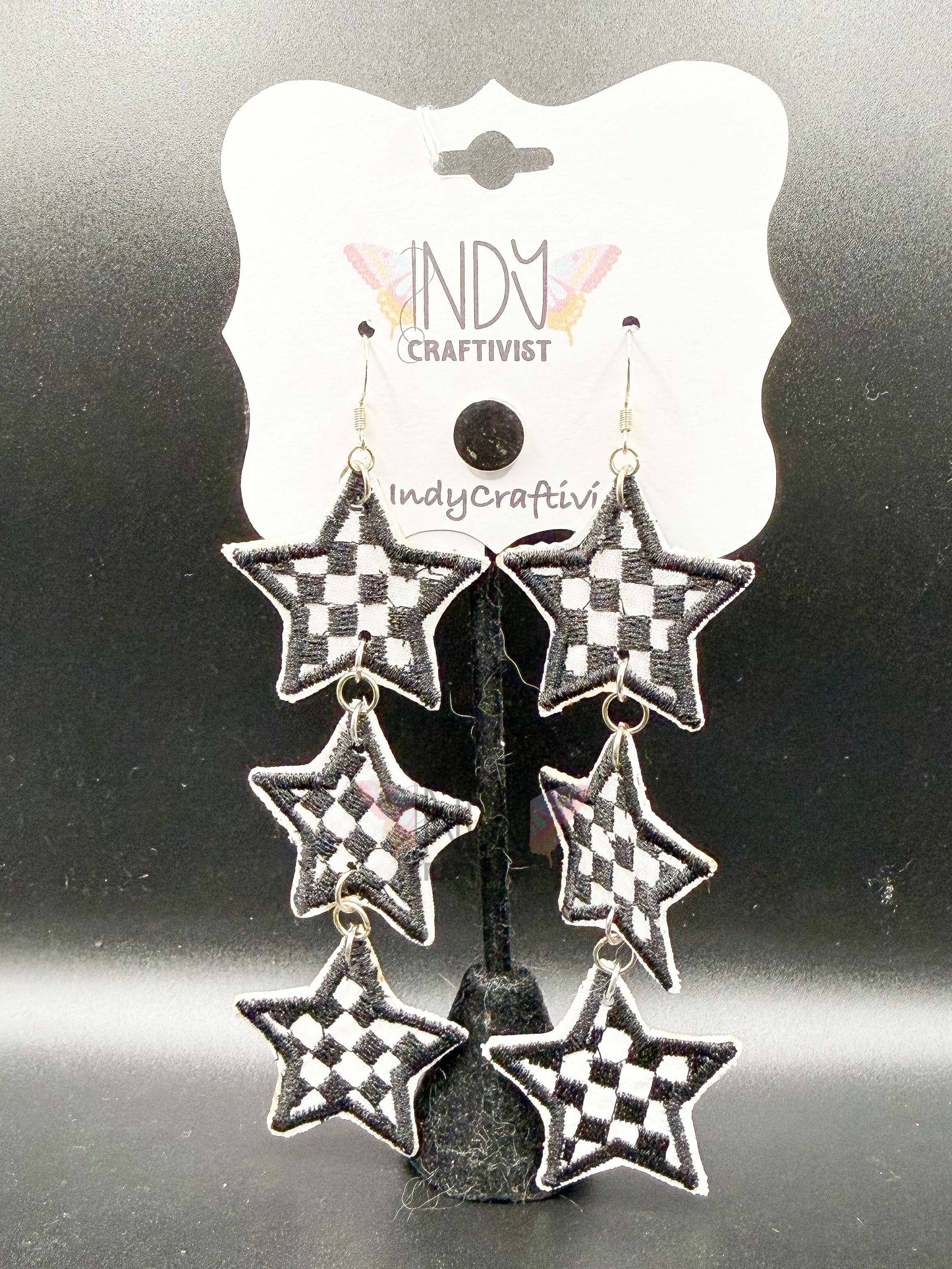 Checkered Stacked Stars Earrings