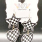 Checkered Star and Heart Dangle Earrings