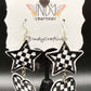 Checkered Star and Heart Dangle Earrings
