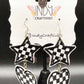 Checkered Star and Heart Dangle Earrings
