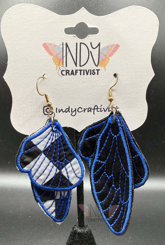 Checkered Butterfly Earrings