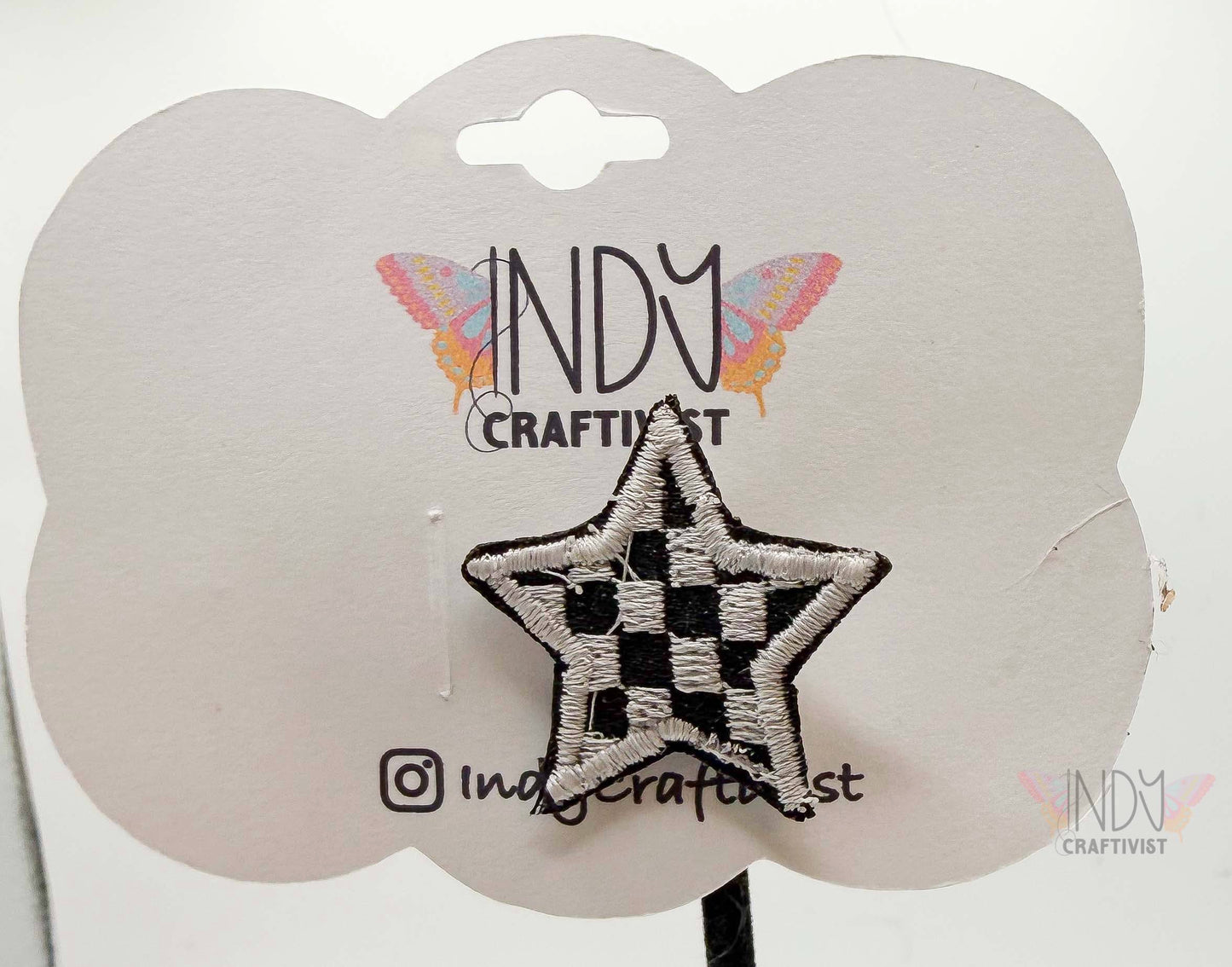 Checkered Star Embroidered Hair Jewelry