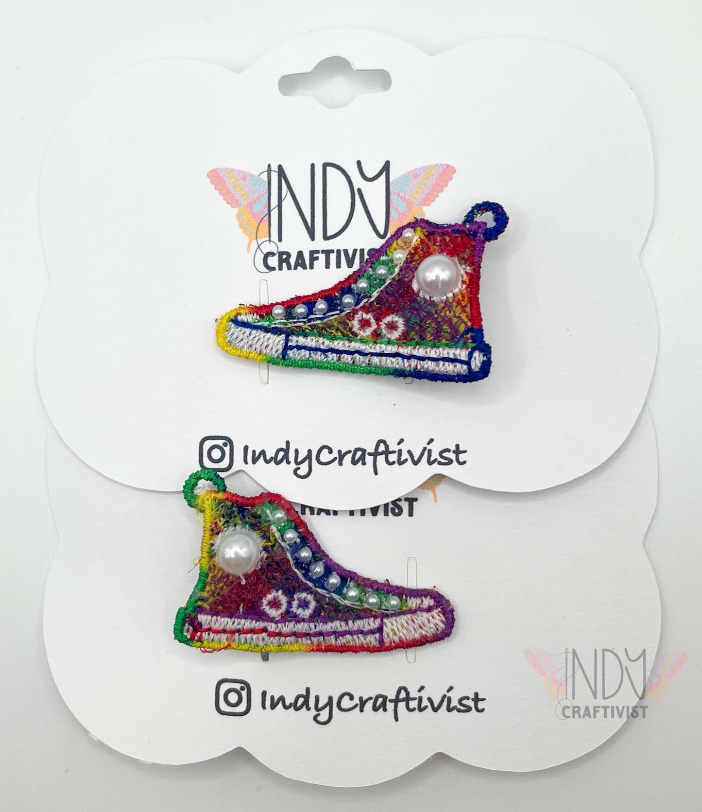 I'm Speaking Embroidered Converse Like Hair Clip Rainbow