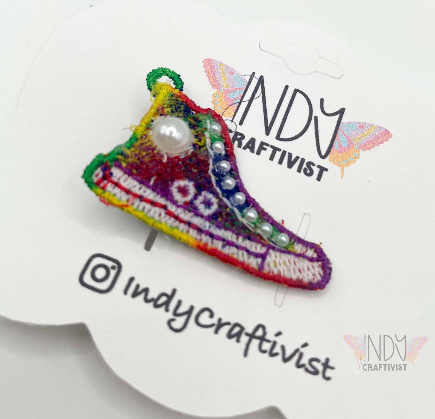 I'm Speaking Embroidered Converse Like Hair Clip Rainbow