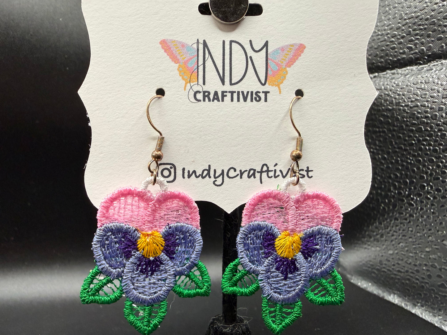 Pansies Flower Earrings