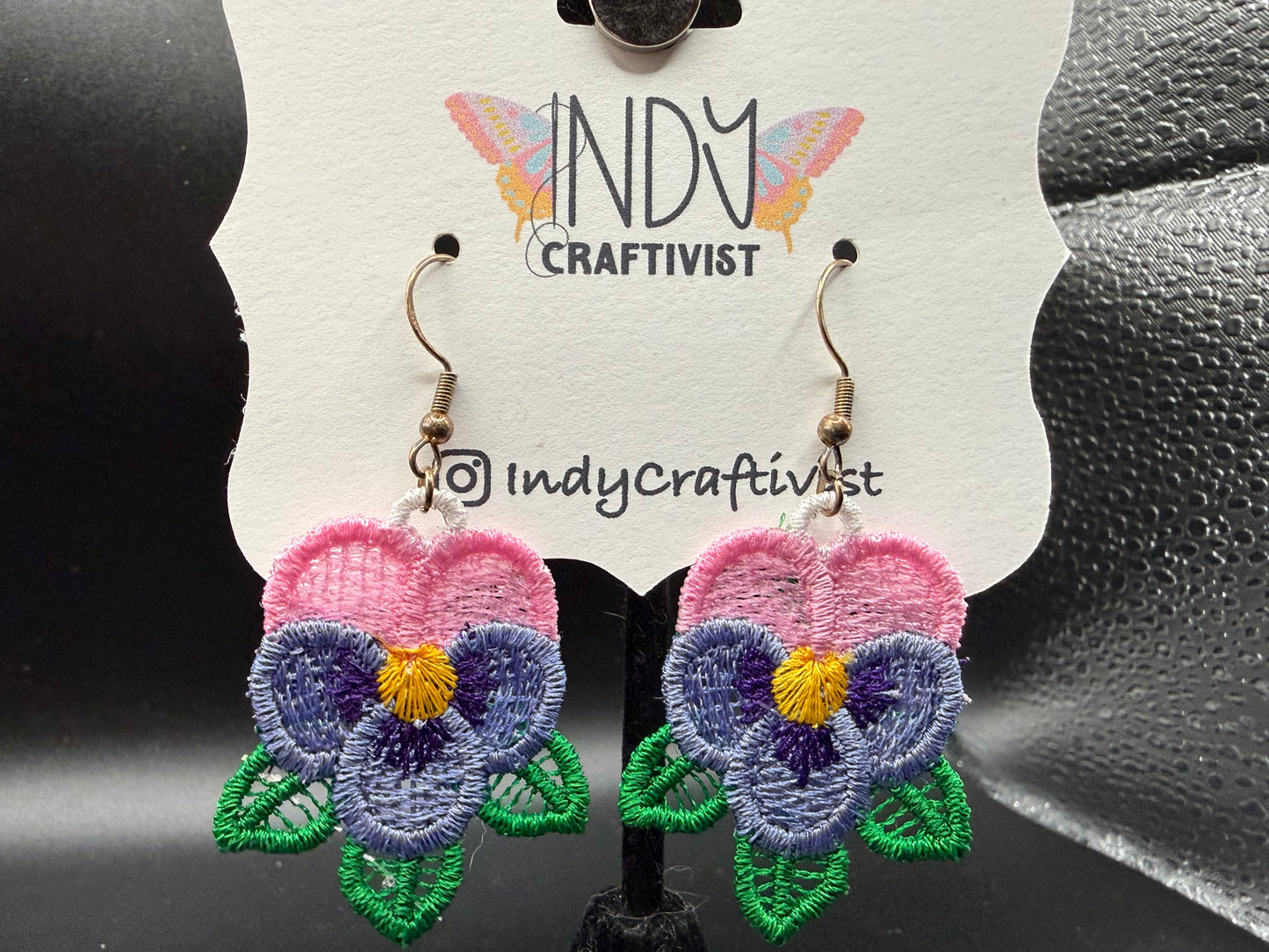 Pansies Flower Earrings