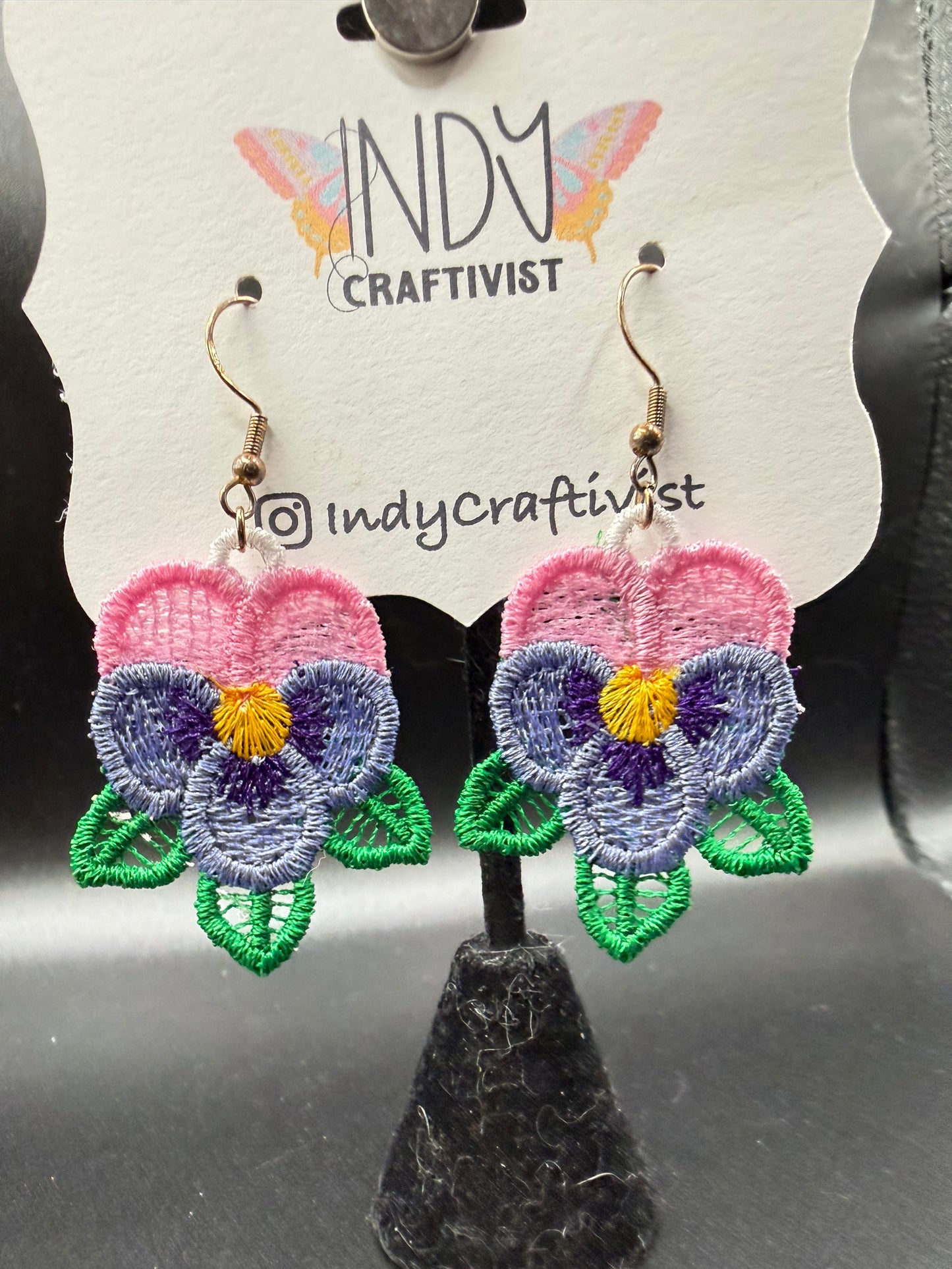 Pansies Flower Earrings