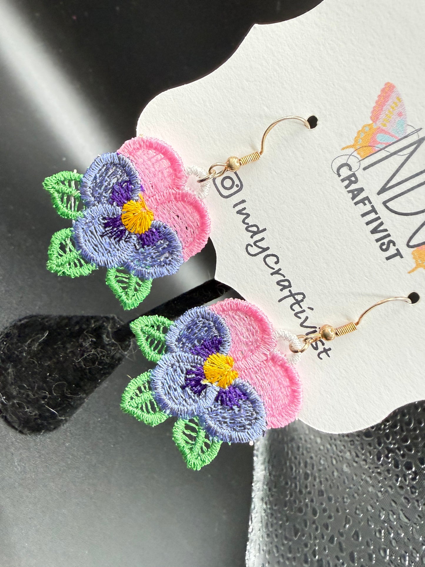 Pansies Flower Earrings