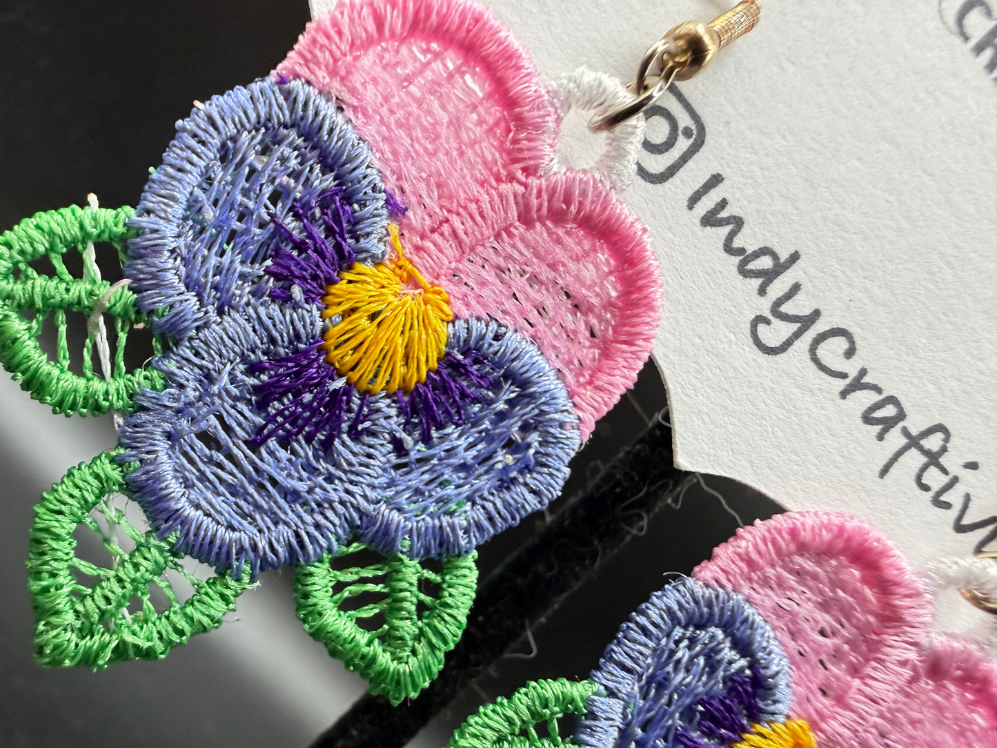 Pansies Flower Earrings