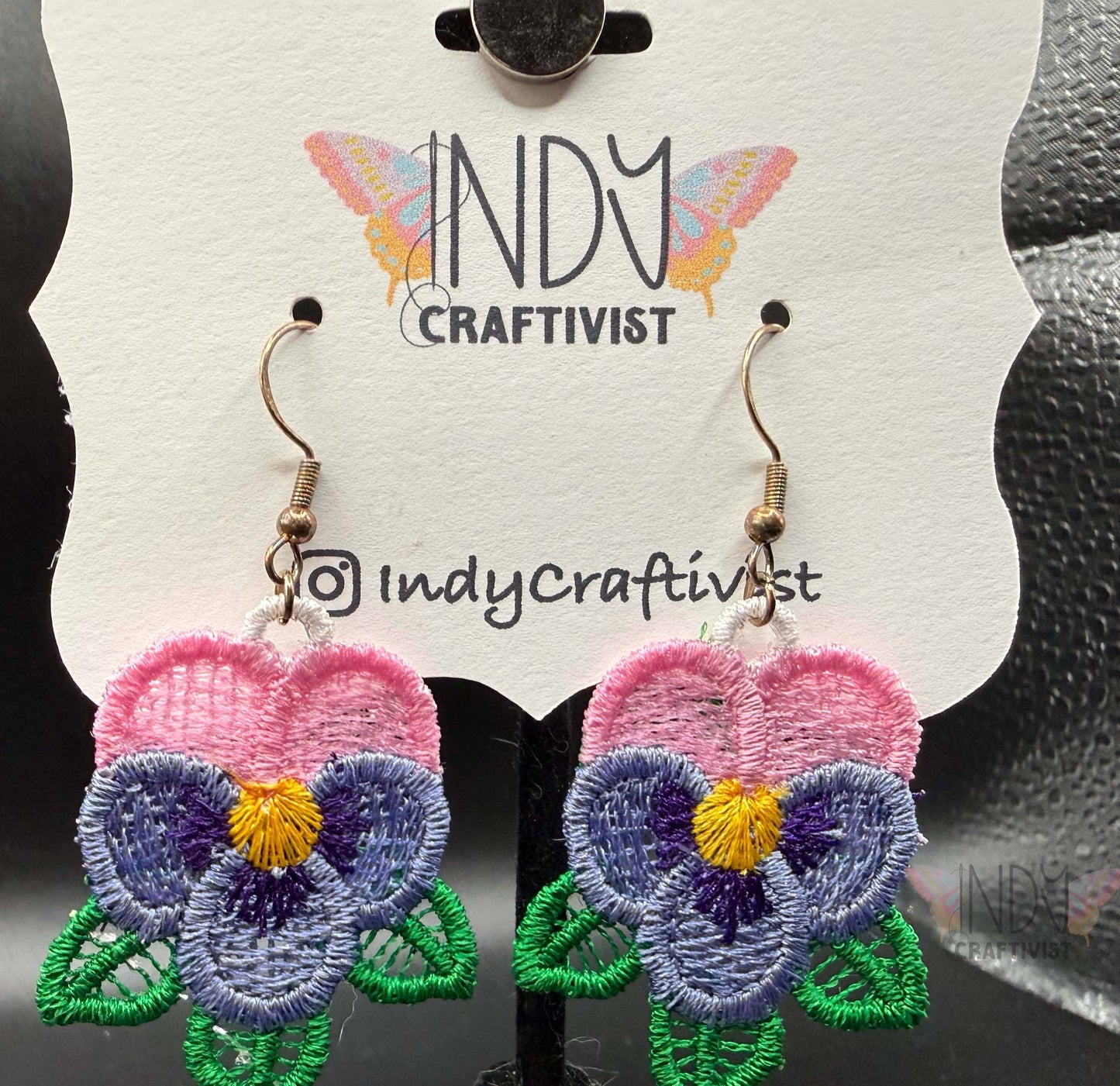 Pansies Flower Earrings