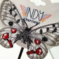 Made-To-Order Grey and White Freestanding Lace Embroidered Butterfly Hair Jewelry