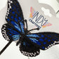 Dark Blue Monarch Freestanding Lace Embroidered Butterfly Hair Jewelry