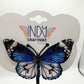 Made-To-Order Medium Blue Monarch Freestanding Lace Embroidered Butterfly Hair Jewelry