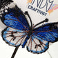 Made-To-Order Medium Blue Monarch Freestanding Lace Embroidered Butterfly Hair Jewelry