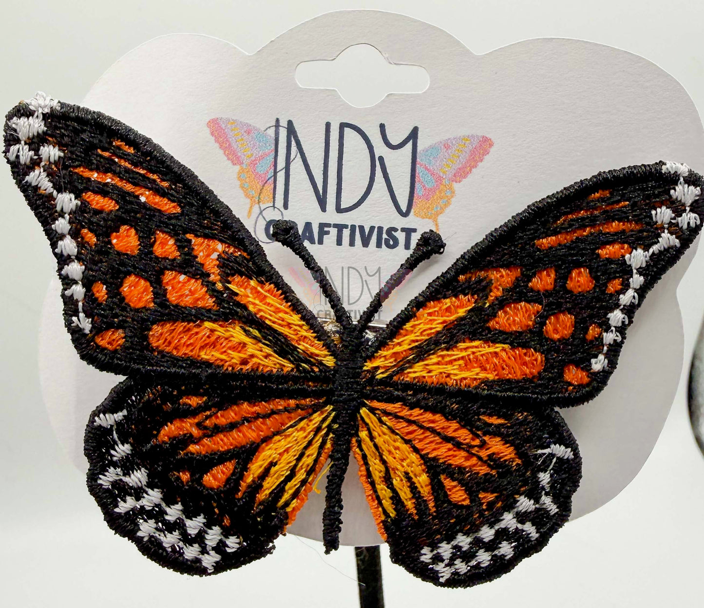 Made-to-Order Dark Orange Monarch Freestanding Lace Embroidered Butterfly Hair Jewelr