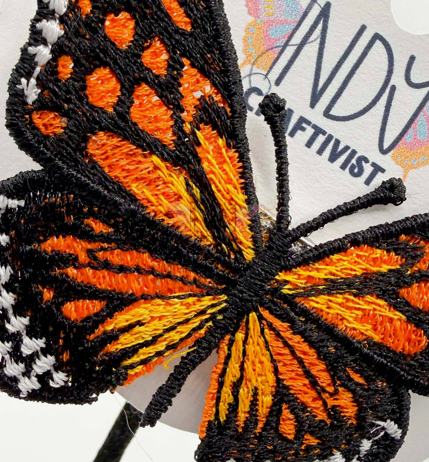 Made-to-Order Dark Orange Monarch Freestanding Lace Embroidered Butterfly Hair Jewelr