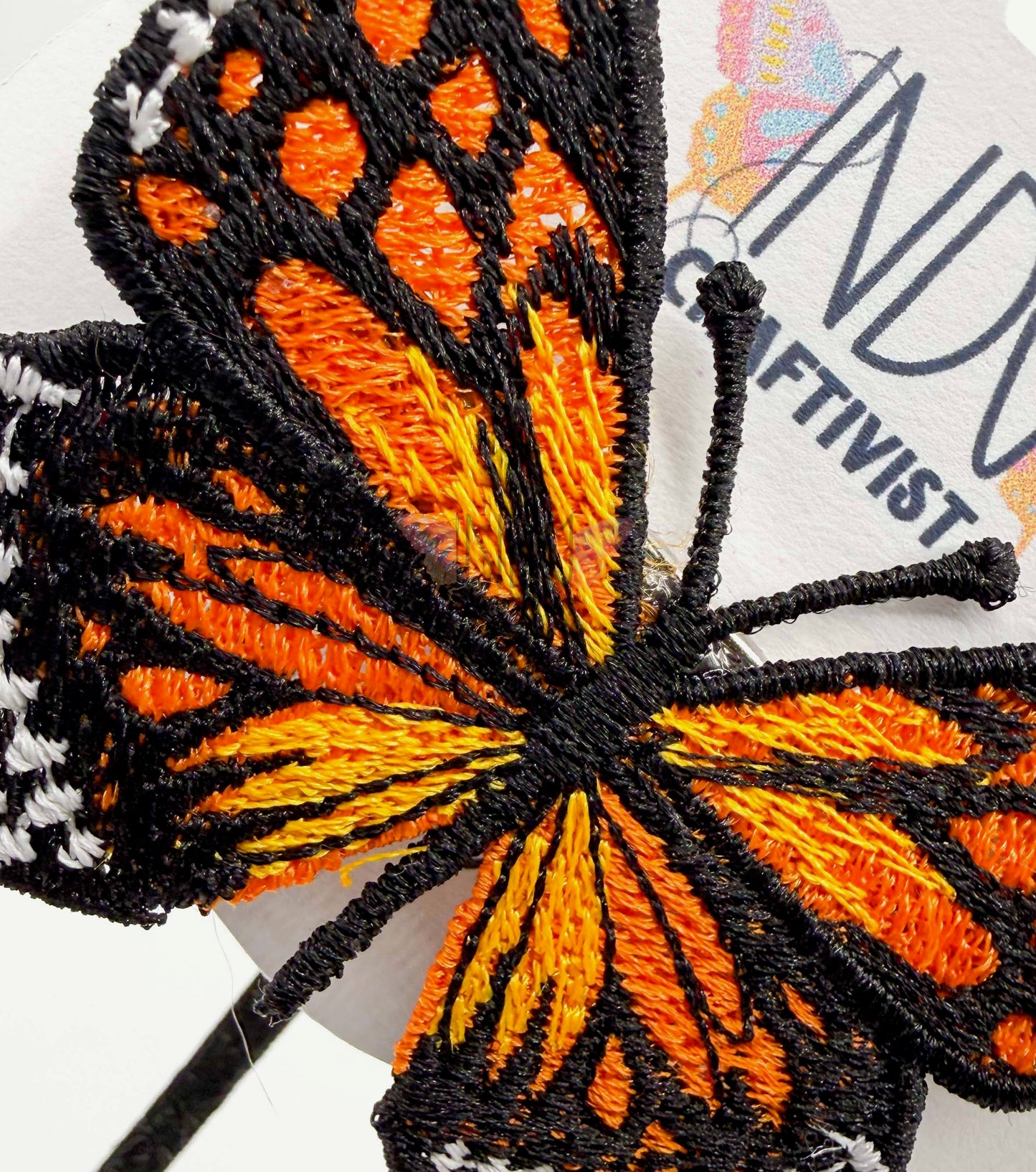Made-to-Order Dark Orange Monarch Freestanding Lace Embroidered Butterfly Hair Jewelr