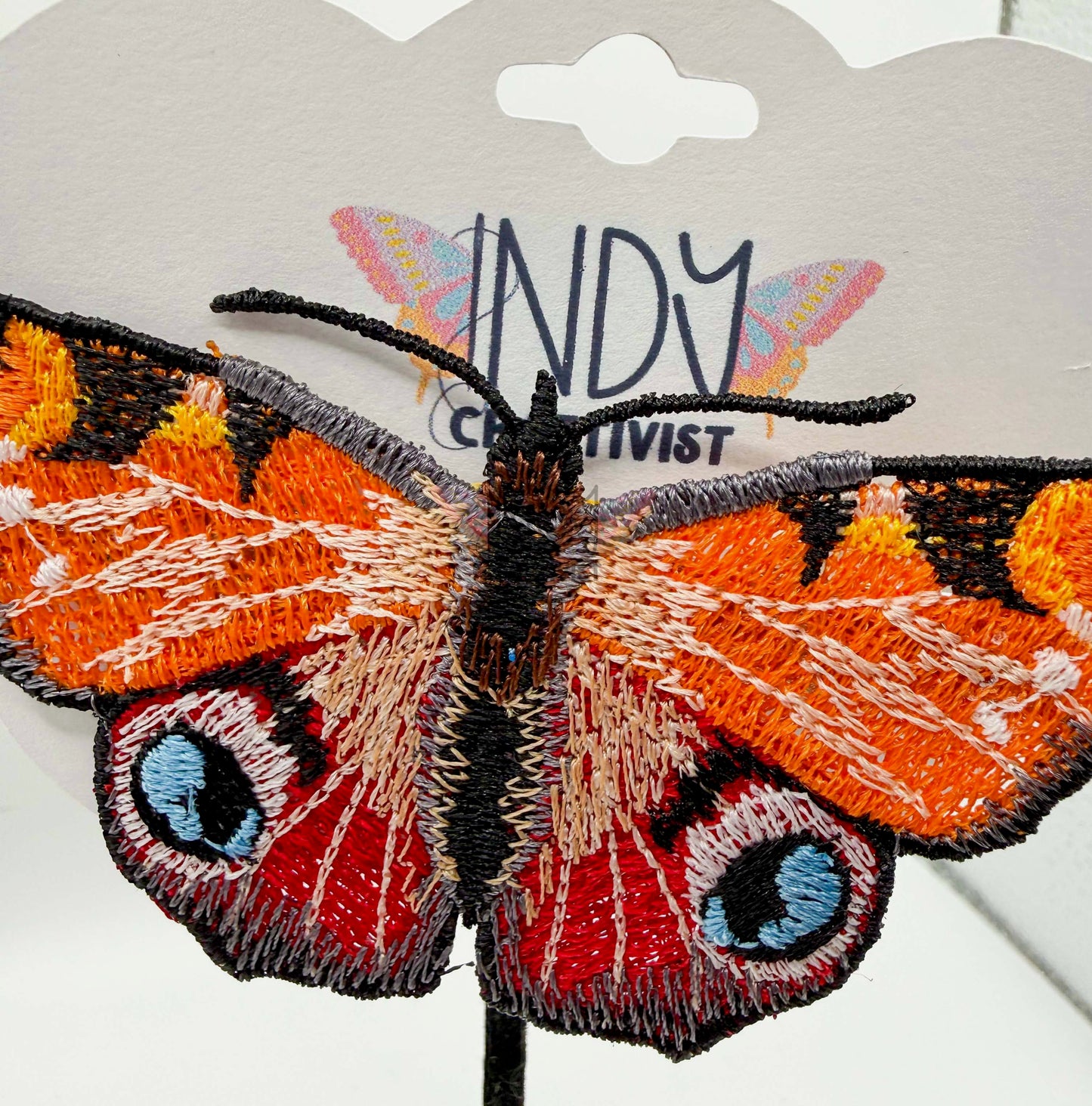 Made-To-Order Orange Freestanding Lace Embroidered Moth Hair Jewelry