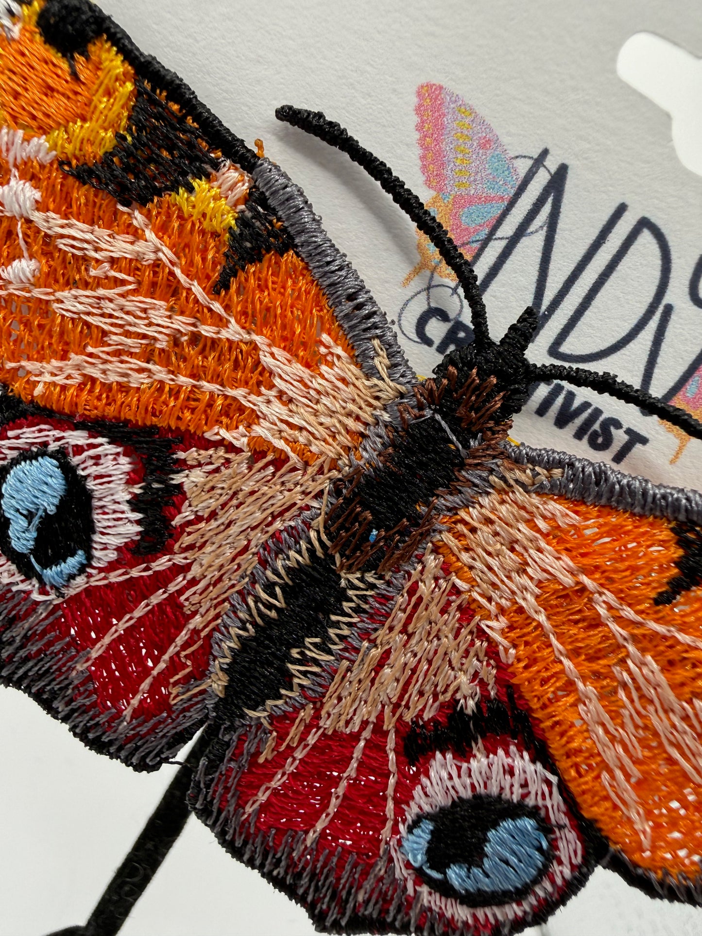 Made-To-Order Orange Freestanding Lace Embroidered Moth Hair Jewelry