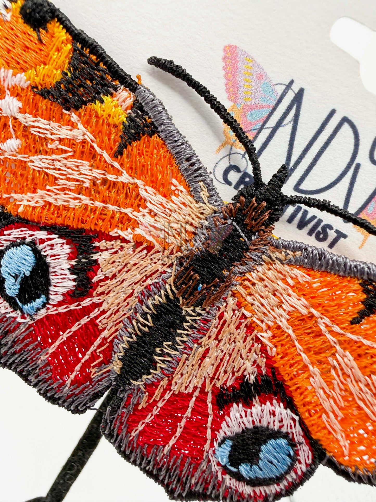 Made-To-Order Orange Freestanding Lace Embroidered Moth Hair Jewelry