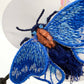 Blue Fuzzy Freestanding Lace Embroidered Moth Hair Jewelry