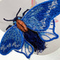 Blue Fuzzy Freestanding Lace Embroidered Moth Hair Jewelry