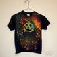 Splatter Pumpkin Kids Medium Halloween Reverse Tie Dyed T-shirt