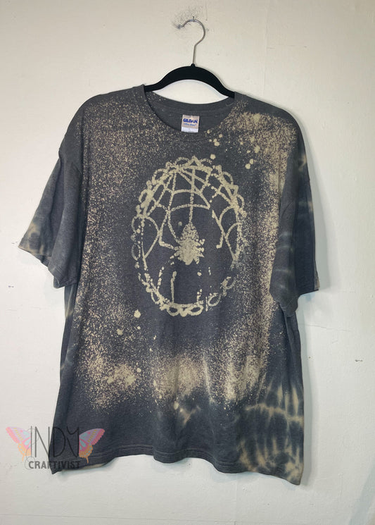 Spider Web Adult Extra Large Halloween Reverse Tie Dye T-shirt