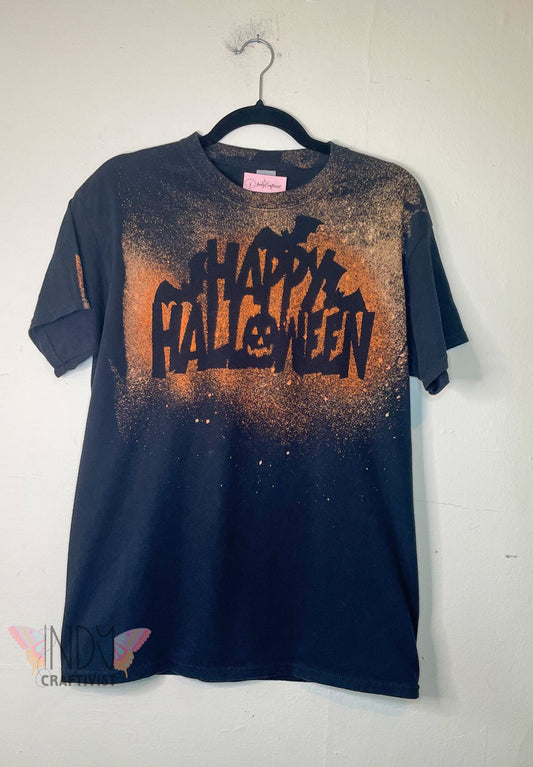 Happy Halloween Adult Medium Halloween Reverse Tie Dye T-shirt