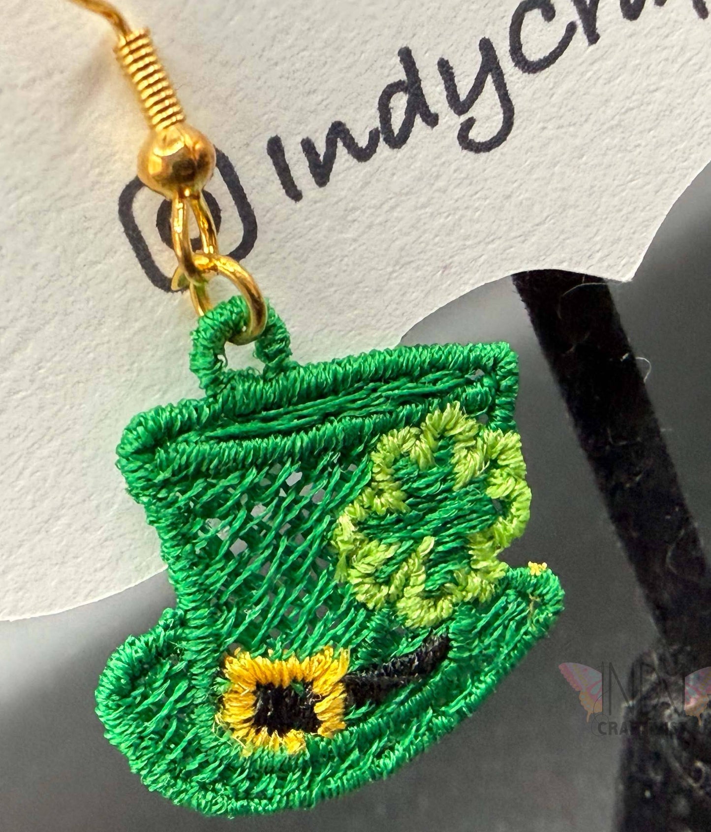 Tiny Top Hat with Shamrock Earrings