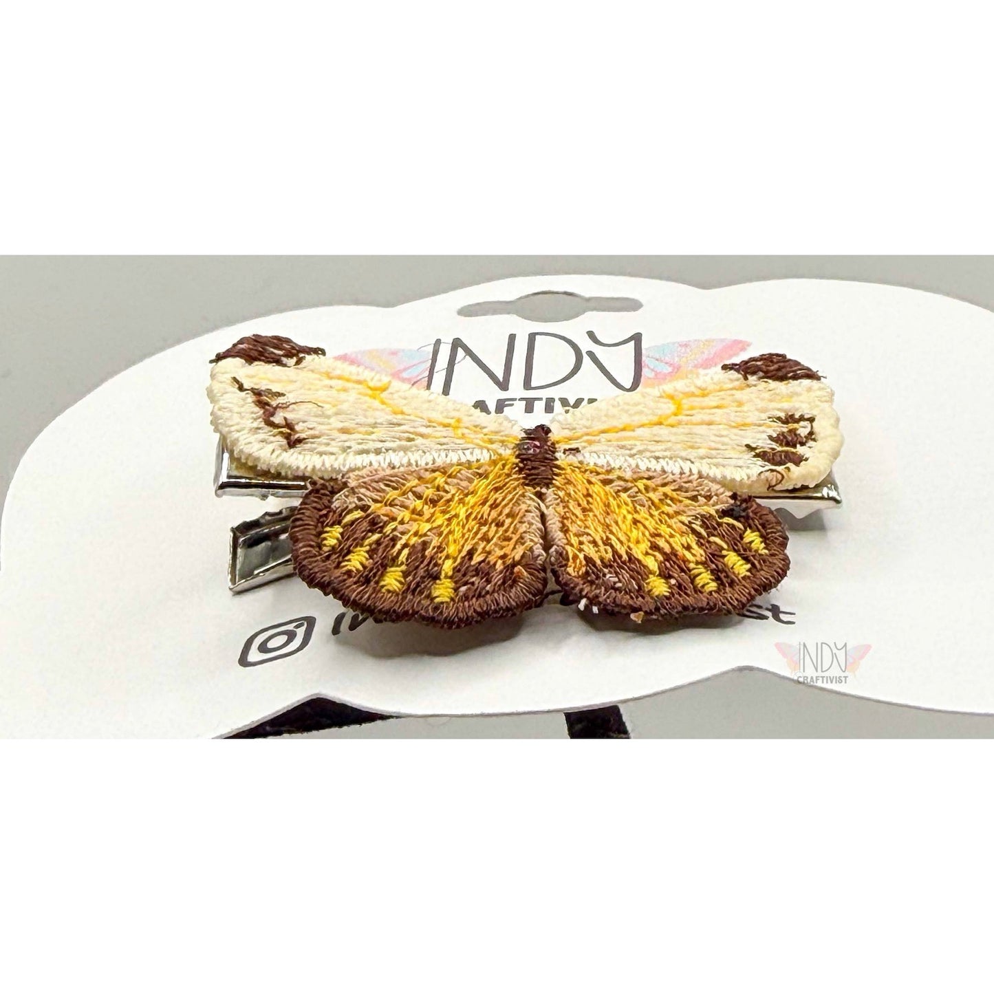 Brown Tipped Small Freestanding Lace Butterfly Hair Jewelry