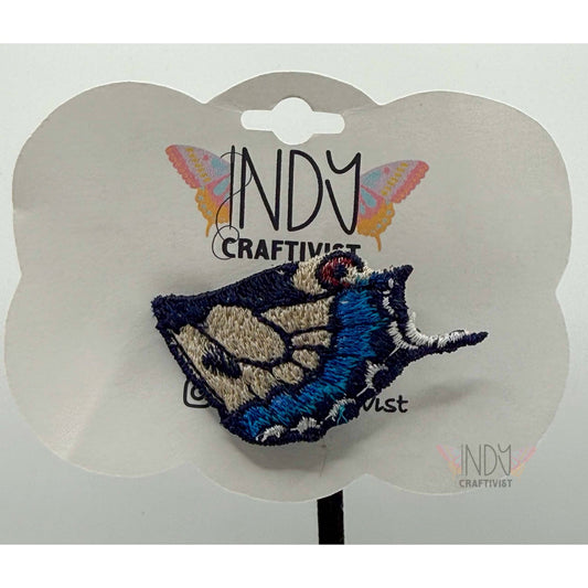 Small Blue & White Freestanding Lace Butterfly Wing Hair Jewelry