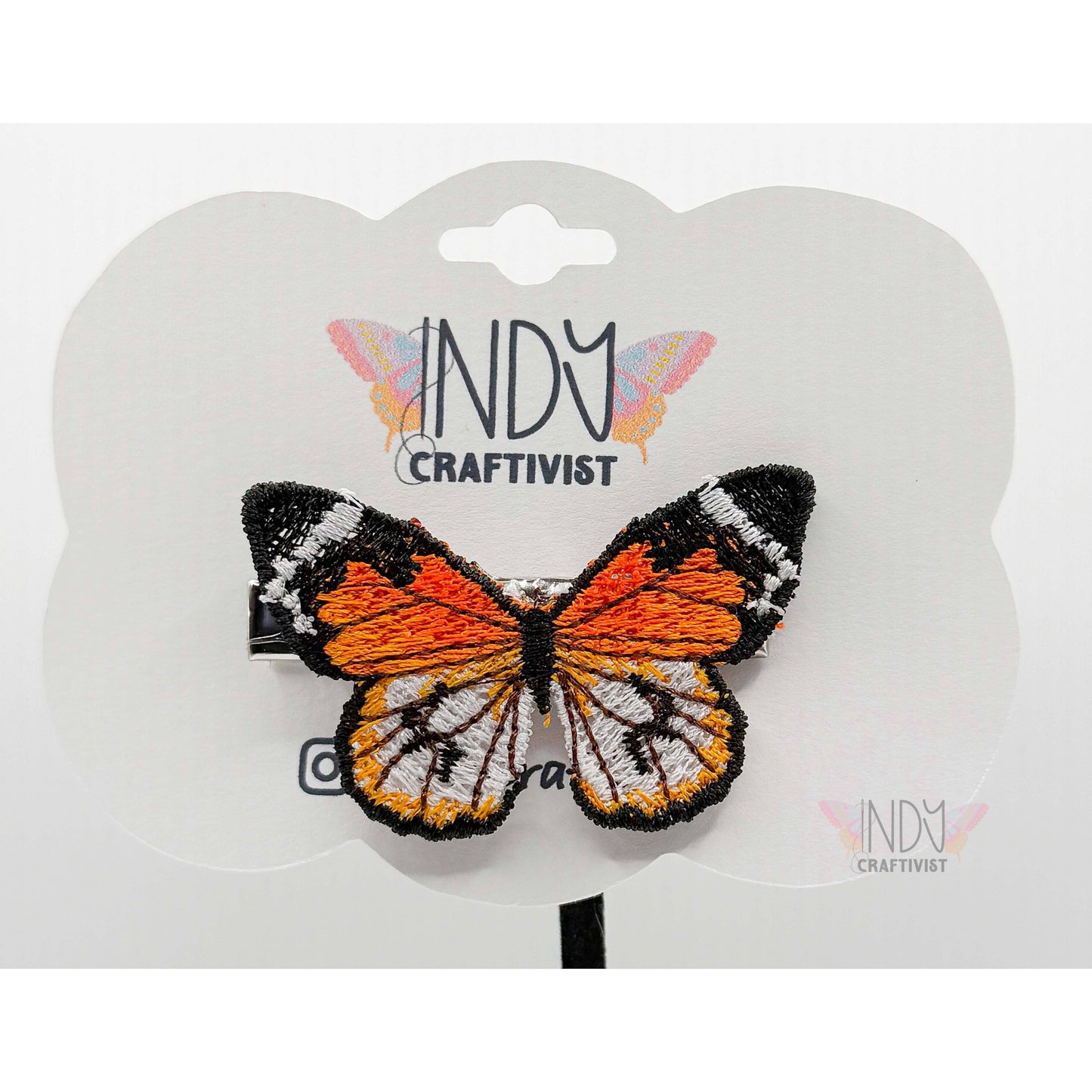 Orange Monarch Small Freestanding Lace Butterfly Hair Jewelry
