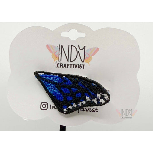 Small Blue Monarch Freestanding Lace Butterfly Wing Hair Jewelry