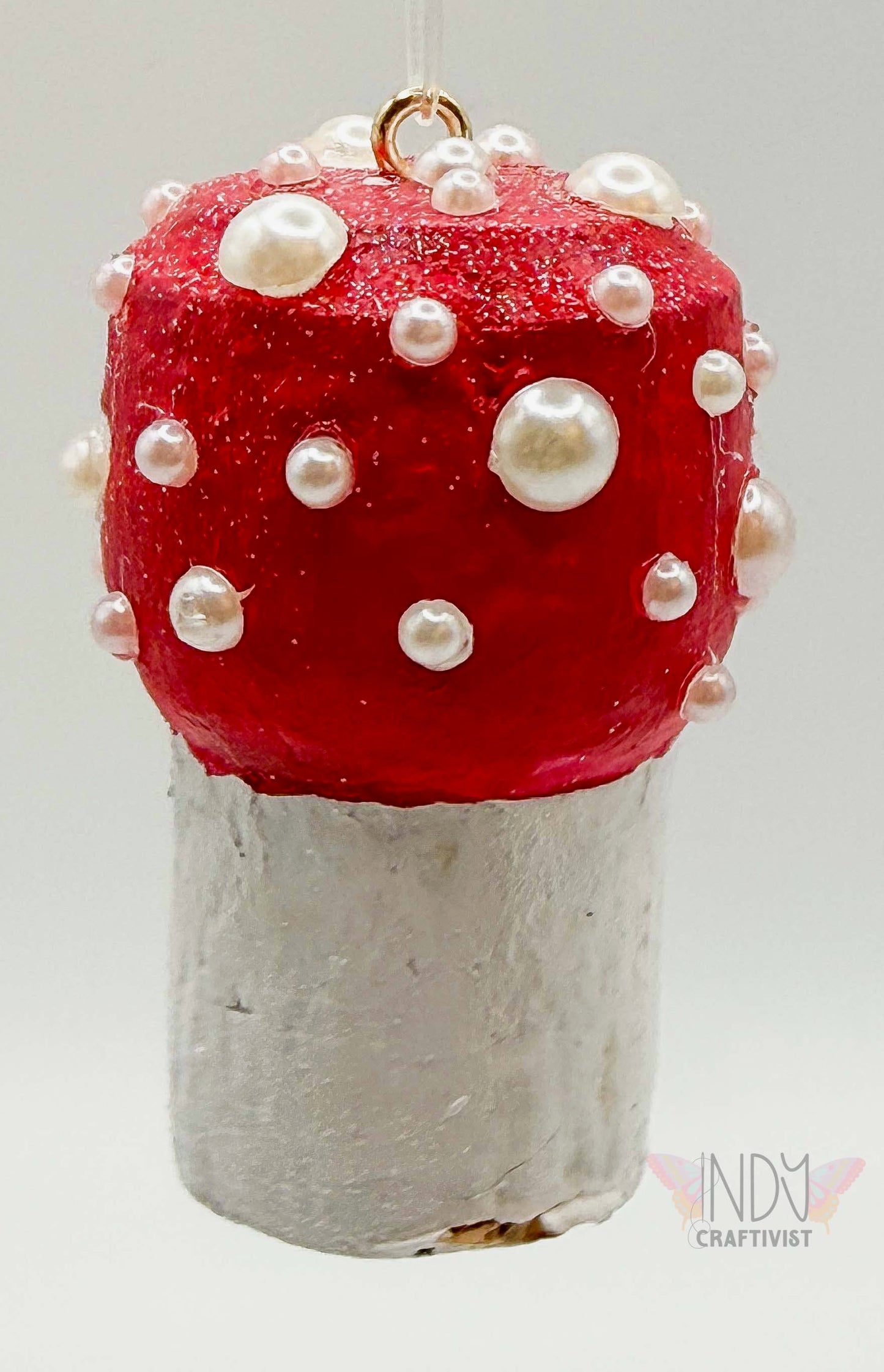 Magic Mushroom With Pearls Car Decor